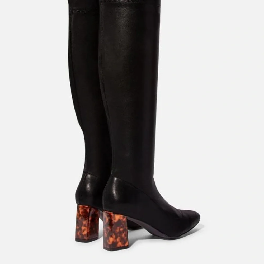 JustFab Camille Over the Knee Boot Tortoise Black 7.5